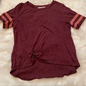 Burgundy Wallflower Tie Front Top